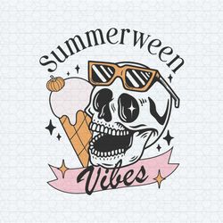 summerween vibes skull ice cream cone svg