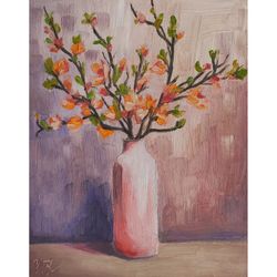 original oil painting on cardboard a vase with flowers