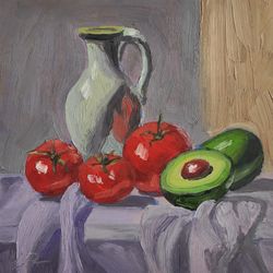 still life with avocado and tomatoes