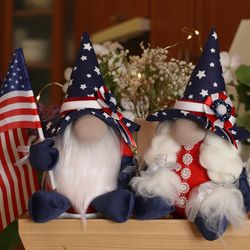 pair of gnomes for 4th of july, american flag,scandinavian gnome ,4th of july decor,nisse