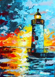 original oil painting "the lighthouse "