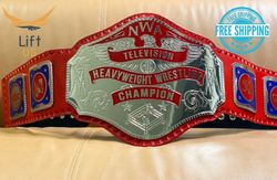 new nwa television heavy weight wrestling championship title replica red belt adult size 2mm