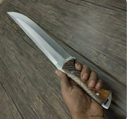 hunting knife overall 15" inch stainless steel blade bowie knife leather sheath sharp edge custom bowie knife.