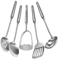 ybm home kitchen stainless steel cooking utensil set, 5 essential pieces, 2410-11-12-13-14