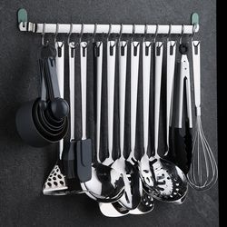 pot pan rail rack hooks holder hanging kitchen organizer wall mount home14 hooks