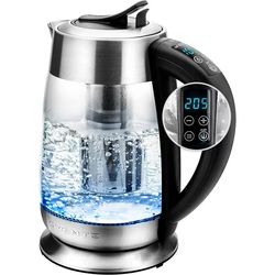 electric glass kettle hot water boiler 1.8 liter bpa free 1500w, set temperature control, auto shut off, portable tea ke