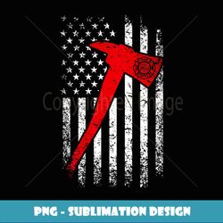 red hin line firefighter fire axe distressed design - modern sublimation png file