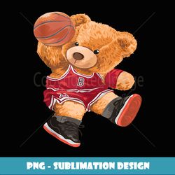 funny teddy bear basketball slam dunk sport cute cartoon - modern sublimation png file