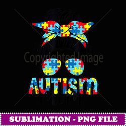autism awareness autism mom messy bun sunglasses bandana -