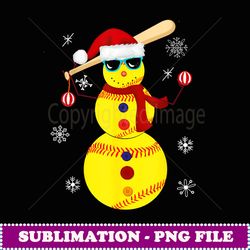 christmas softball bat snowman santa snowflake youth - decorative sublimation png file