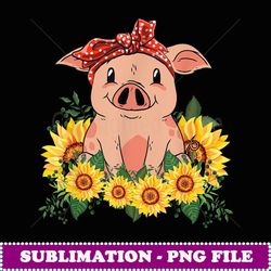 cute pig bandana gift sunflower - special edition sublimation png file