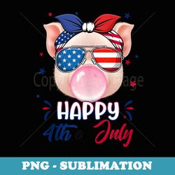 pig merica 4th of july t girls american flag usa - premium png sublimation file