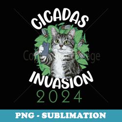 cicada invasion 2024 cat lover entomology cicada cat selfie - digital sublimation download file