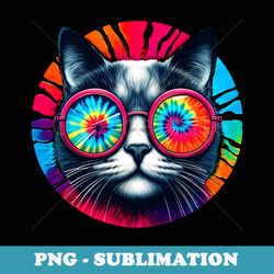 cool tie dye sunglasses cat illustration graphic art - digital sublimation download file