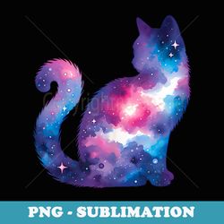 galaxy pattern cat silhouette - vintage sublimation png download