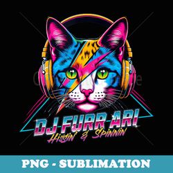 dj furr ari funny dance house music cat lover cute headphone - high-resolution png sublimation file