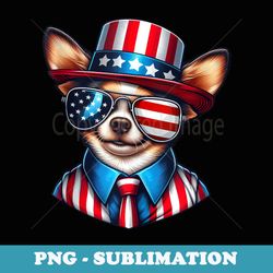 4th of july chihuahua dog patriotic hat american flag - png transparent sublimation file