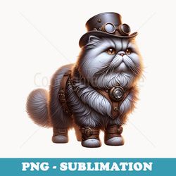 persian cat steampunk outfit design - instant png sublimation download