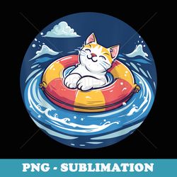 pretty water cat loves river tubing outfit - exclusive png sublimation download