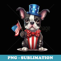 boston terrier puppy dog holds his american flag 4th of july - trendy sublimation digital download