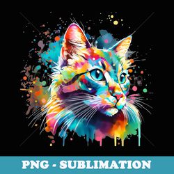 cat with watercolor effect - decorative sublimation png file