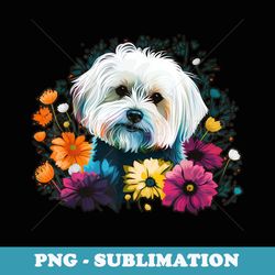 cute flower summer floral maltese dog - elegant sublimation png download