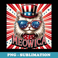 meowica 4th of july cat american flag cat funny 4th of july - png transparent sublimation file