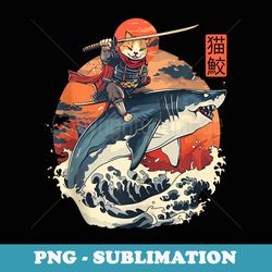 samurai cat ninja japanese cat shark kanagawa - modern sublimation png file