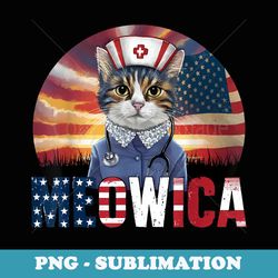 cat nurse stethoscope cat pride 4th of july american flag - png transparent sublimation design