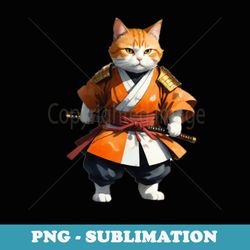 cute cat samurai anime japanese vintage tattoo graphic - aesthetic sublimation digital file