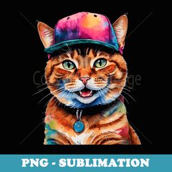 cat snapback cap colorful funny animal art print graphic - exclusive sublimation digital file