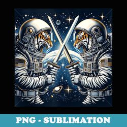 cool two tigers space fighting cartoon illustration graphic - premium png sublimation file