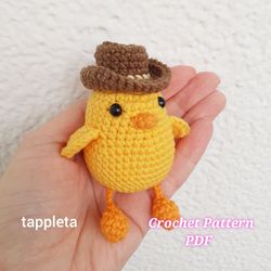 cowboy chick crochet pattern pdf, amigurumi leggy chicken with cowboy hat pattern, father day gift crochet
