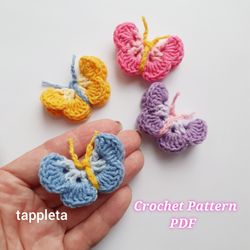 small butterfly crochet pattern pdf, summer crochet aplique butterflies, crochet patio decor, crochet home decoratoin