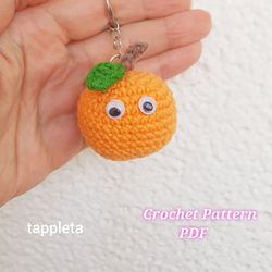 orange keychain crochet pattern, crochet orange shopkins keychain charm pattern amigurumi, orange ornament crochet patte