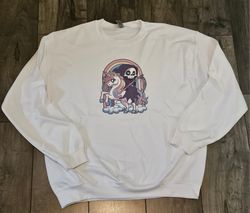 pastel grim reaper on unicorn sweatshirt