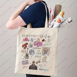 Fearless Casual Print Canvas Handbag - The Ears Tour Luggage Bag - Fashion Tote Bag - Taylor Merch Shoulder Bag