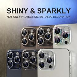 bling glitter metal glass camera lens protector for iphone 15/14/13/11 pro max/plus/12 mini/15 pro/14 pro | women's ring