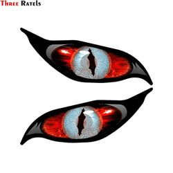 three ratels fc115 zombie series yellow red light blue evil eye decal sticker | 2pcs/pair | eyes vinyl car motorbike hel