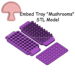 mushrooms embed tray 3d model for 3d printing