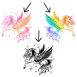 colorful alicorn unicorn pegasus cricut sublimation svg png d