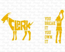 2 file iowa women's basketball clark goat png svg - cricut digital download - iowa fans click here