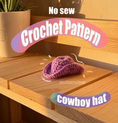 pattern cowboy hat, no sew crochet cowboy hat, crochet cowboy hat, amigurumi cowboy hat, keychain crochet, us pattern