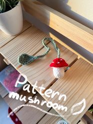 pattern crochet mushroom bookmark, us pattern crochet, handmade floral bookmark, amigurumi, gift for booklovers, no sew