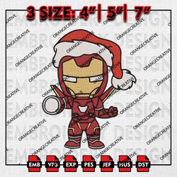 chibi ironman santa christmas embroidery files, christmas emb designs, christmas marvel machine embroidery file download