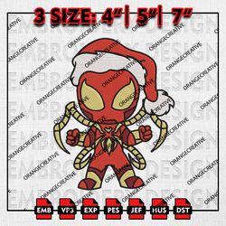 chibi iron spider santa christmas embroidery files, christmas emb designs, marvel machine embroidery file download