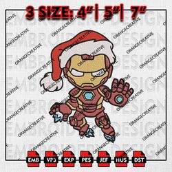 chibi iron man santa christmas embroidery files, christmas emb designs, marvel machine embroidery file download