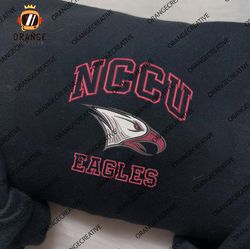 ncaa embroidered sweatshirt, ncaa north carolina central eagles embroidered shirt, north carolina embroidered hoodie