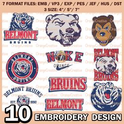 10 belmont bruins logo bundle emb files, ncaa belmont bruins embroidery designs, bundle ncaa machine embroidery digital