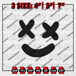smiley face post malone embroidery design, post malone singer embroidery files, 3 sizes machine embroidery files